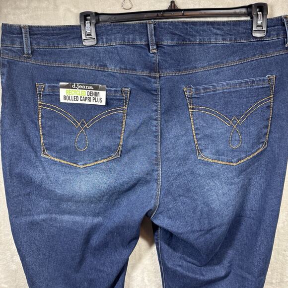 d.jeans NEW Womens Denim Jeans Sz 22W Rolled Capri Plus Stretch Dark Wash Zipper - Picture 4 of 12
